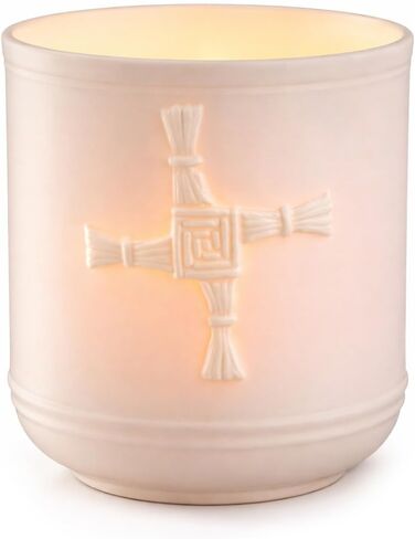 Belleek Classic St. Brigid's Cross Votive Holder 3.9" H x 3.6" W, Porcelain Candle Holder, Embossed Celtic Design, Ivory in Saudi Arabia