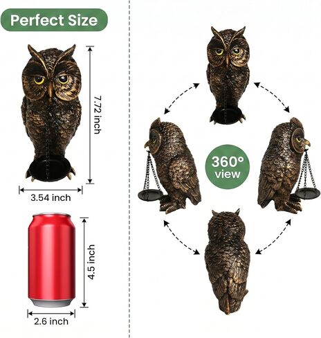Gothic Home Decor Owl Candle Holder Tealight Stand Resin Statue for Living Room Bedroom Halloween Spooky Ornaments Unique Bird Decor Gold in Saudi Arabia