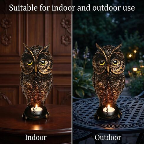 Gothic Home Decor Owl Candle Holder Tealight Stand Resin Statue for Living Room Bedroom Halloween Spooky Ornaments Unique Bird Decor Gold in Saudi Arabia