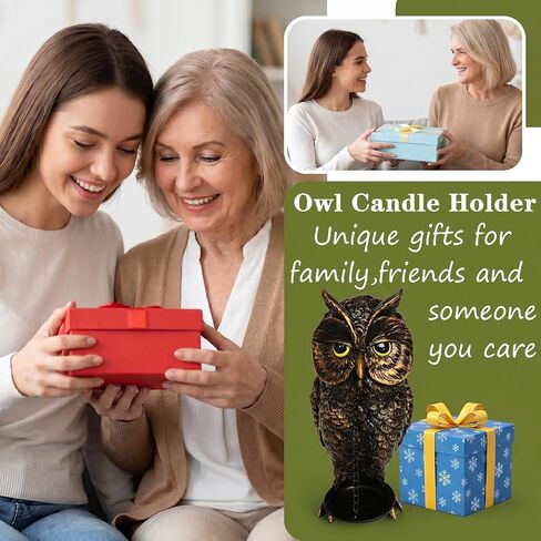 Gothic Home Decor Owl Candle Holder Tealight Stand Resin Statue for Living Room Bedroom Halloween Spooky Ornaments Unique Bird Decor Gold in Saudi Arabia