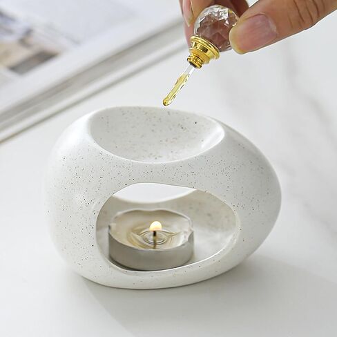 Lemon Egg-Shaped TeaLight Candle Holder for Home Decor, Ceramic Essential Oil Burner, Wax Melt Burner, Incense Aroma Diffuser in Saudi Arabia