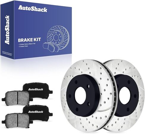 استبدال مجموعة الفرامل الأمامية Autoshack For 2006-2011 Chevrolet HHR FWD حفر ومقاطع مكابح مملوءة بالقرص المغطى بالقرص الإلكترونية منصات الفرامل الخزفية السوداء 10.87 "276 مم SCDPR65124651241160 in Kuwait
