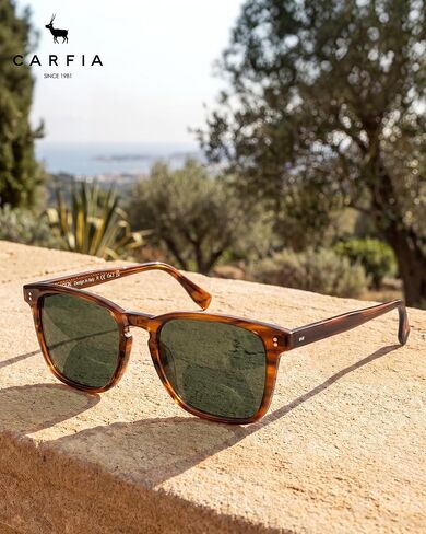 CARFIA Acetate Polarized Sunglasses for Men Classic Retro Style CA5402 | Anti-Glare, Handmade Acetate, Hypoallergenic and Non-fading, UV Protection, Perfect for driving, beach, golf and gifting in Kuwait