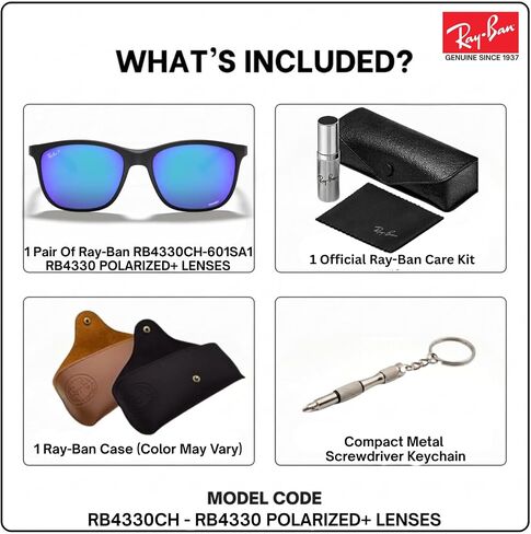 نظارات شمسية Ray-Ban RB4330CH Chromance POLARIZED مربعة الشكل مع مجموعة النظارات الرسمية in Kuwait