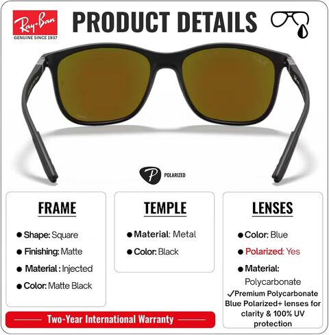 نظارات شمسية Ray-Ban RB4330CH Chromance POLARIZED مربعة الشكل مع مجموعة النظارات الرسمية in Kuwait