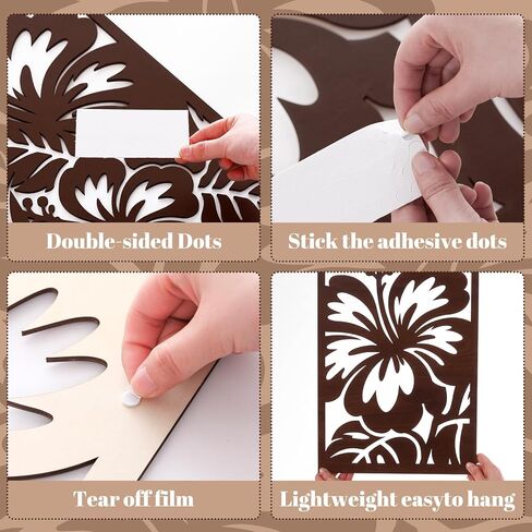 Yerliker 3 Pcs Hawaiian Wood Hibiscus Wall Art Rustic Tropical Flower Wall Decor Vintage Tropical Plant Plaque for Home Bathroom Office 16.1 x 11.8 x 0.16 Inches in Kuwait