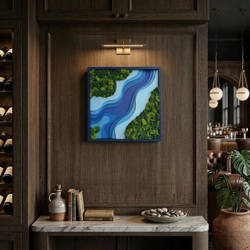 NEODECO Amazon Parametric Moss Wall Art – 3D Layered Wooden Wall Decor with Preserved Moss, Modern Topographic Design, Acoustic Nature Inspired Wall Panel for Living Room, Office or Bedroom (Round & Square) (Square, Small) in Saudi Arabia