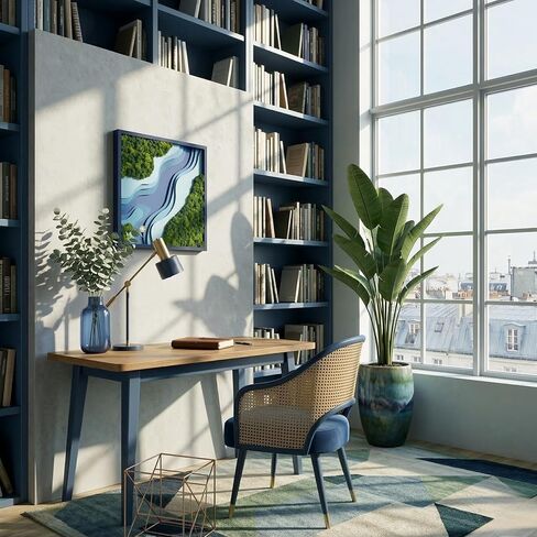 NEODECO Amazon Parametric Moss Wall Art – 3D Layered Wooden Wall Decor with Preserved Moss, Modern Topographic Design, Acoustic Nature Inspired Wall Panel for Living Room, Office or Bedroom (Round & Square) (Square, Small) in Saudi Arabia