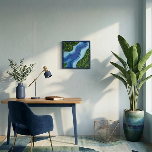 NEODECO Amazon Parametric Moss Wall Art – 3D Layered Wooden Wall Decor with Preserved Moss, Modern Topographic Design, Acoustic Nature Inspired Wall Panel for Living Room, Office or Bedroom (Round & Square) (Square, Small) in Saudi Arabia