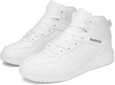 Men's High Top Sneakers, Black and White Casual Skate Shoes, Lace-Up Comfortable Walking Sneakers for Men, Street Style Fashion Footwear for Daily Wear, School and Casual Outings in Saudi Arabia