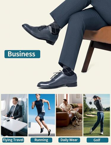 Men's Cotton Compression Socks 20-30 mmHg (3 Pairs) - Knee High Support for Circulation, Travel, Flying, Dress in Kuwait