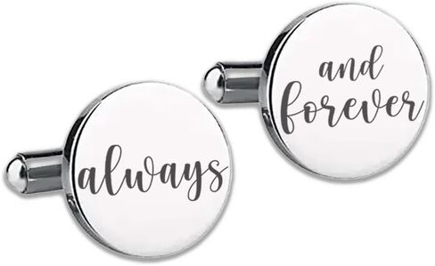Love, Georgie Always and Forever Round Cufflinks, Steel and Gold, Gift for Groom, Anniversary Present for Husband, Wedding Gift for Fiancé in Saudi Arabia
