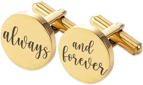 Love, Georgie Always and Forever Round Cufflinks, Steel and Gold, Gift for Groom, Anniversary Present for Husband, Wedding Gift for Fiancé in Saudi Arabia