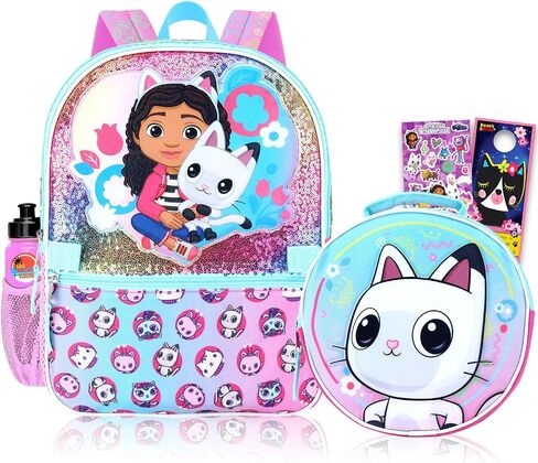 DreamWorks Animation SKG Gabby's Dollhouse Mini Backpack with Lunch Box - Bundle with 14" Backpack, Lunch Bag, Water Bottle, Stickers, More | Gabby's Dollhouse Preschool Bag for Toddler Girls in Kuwait