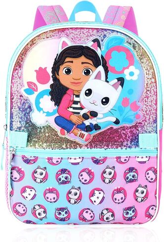 DreamWorks Animation SKG Gabby's Dollhouse Mini Backpack with Lunch Box - Bundle with 14" Backpack, Lunch Bag, Water Bottle, Stickers, More | Gabby's Dollhouse Preschool Bag for Toddler Girls in Kuwait