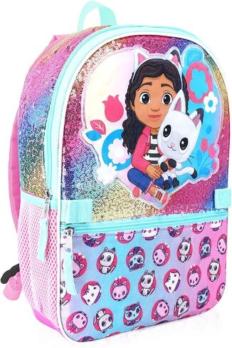 DreamWorks Animation SKG Gabby's Dollhouse Mini Backpack with Lunch Box - Bundle with 14" Backpack, Lunch Bag, Water Bottle, Stickers, More | Gabby's Dollhouse Preschool Bag for Toddler Girls in Kuwait