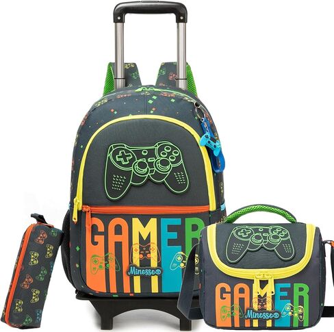 Boys Rolling Backpack for Kids 8-12 Trolley School Bag with Wheels Travel Backpack for Kids with Lunch Bag Set Back to School Supplies in Saudi Arabia