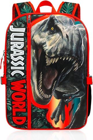Jurassic Park Backpack with Lunch Box - Bundle with 17" Dinosaur Backpack, T-Rex Lunch Bag, Water Bottle, Stickers, More | Jurassic Park School Bag with Lunchbox Set in Kuwait