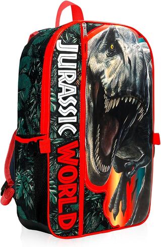 Jurassic Park Backpack with Lunch Box - Bundle with 17" Dinosaur Backpack, T-Rex Lunch Bag, Water Bottle, Stickers, More | Jurassic Park School Bag with Lunchbox Set in Kuwait