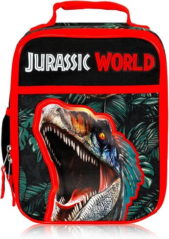 Jurassic Park Backpack with Lunch Box - Bundle with 17" Dinosaur Backpack, T-Rex Lunch Bag, Water Bottle, Stickers, More | Jurassic Park School Bag with Lunchbox Set in Kuwait