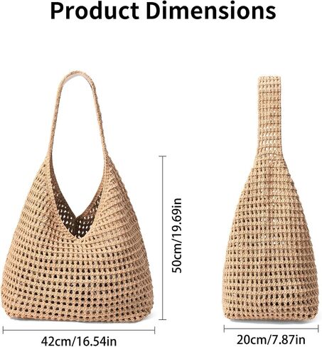 RNIEGA Crochet Beach Tote Bag For Women Summer Aesthetic Hippie Purse Knit Shoulder Bags For Daily Vacation Travel in Saudi Arabia