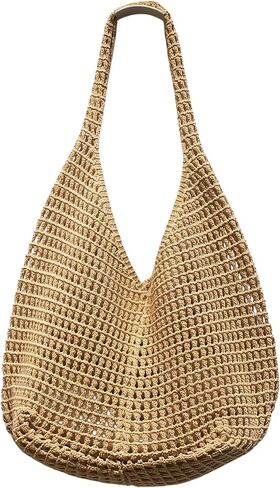 RNIEGA Crochet Beach Tote Bag For Women Summer Aesthetic Hippie Purse Knit Shoulder Bags For Daily Vacation Travel in Saudi Arabia