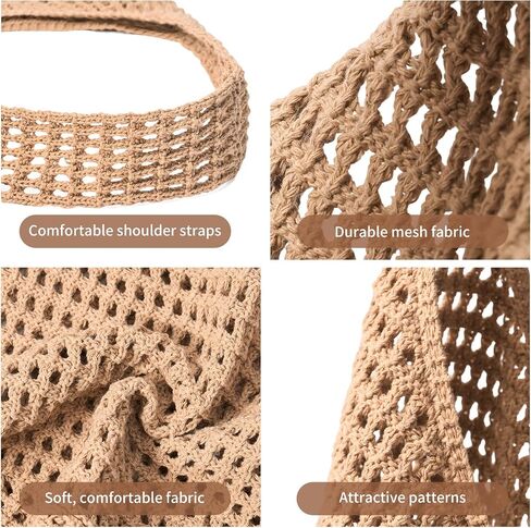 RNIEGA Crochet Beach Tote Bag For Women Summer Aesthetic Hippie Purse Knit Shoulder Bags For Daily Vacation Travel in Saudi Arabia