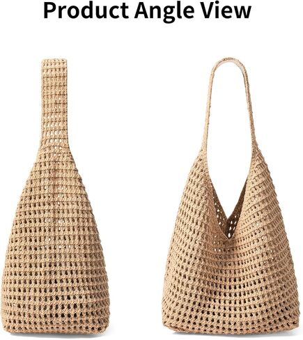 RNIEGA Crochet Beach Tote Bag For Women Summer Aesthetic Hippie Purse Knit Shoulder Bags For Daily Vacation Travel in Saudi Arabia