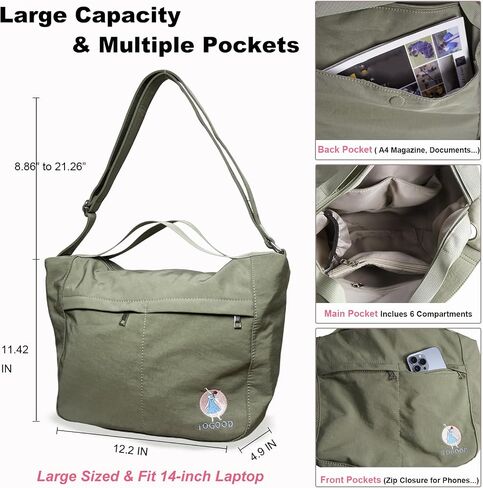 Togood Casual Crossbody Bags for Women Men, Large Tote Shoulder Bag Embroidery Hobo Purses, Lightweight Waterproof Purse in Saudi Arabia