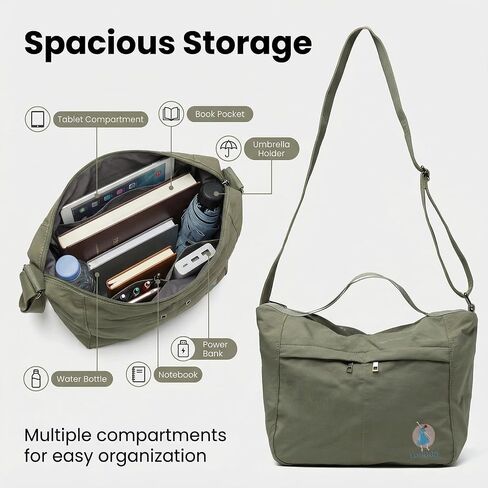 Togood Casual Crossbody Bags for Women Men, Large Tote Shoulder Bag Embroidery Hobo Purses, Lightweight Waterproof Purse in Saudi Arabia