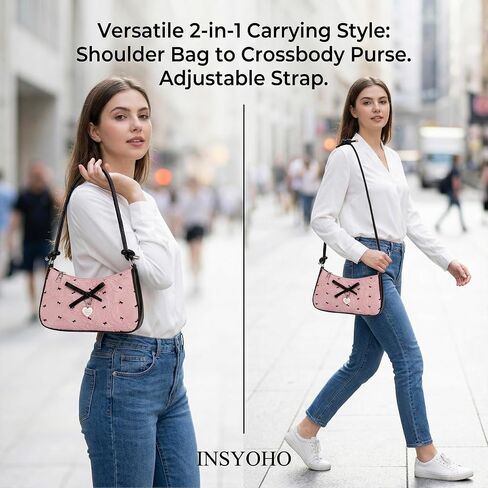 Bow Purse for Women Y2K Coquette Hobo Shoulder Bag Mini Cute Handbag Trendy Casual Crossbody Purse in Saudi Arabia
