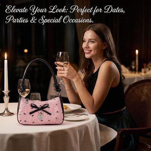 Bow Purse for Women Y2K Coquette Hobo Shoulder Bag Mini Cute Handbag Trendy Casual Crossbody Purse in Saudi Arabia