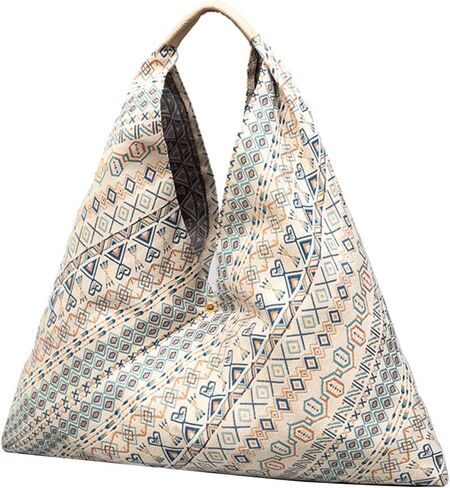CORIOS Canvas Handbag for Women - Ethnic Style Tote Top Handle Summer Beach Large Shoulder Bag in Kuwait