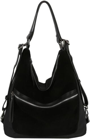 LM Women Convertible Shoulder Hobo Backpack Travel Bag (Black) in Saudi Arabia