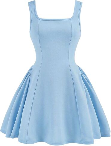 SHENHE Girl's Square Neck Sleeveless A Line Dress Bow Back Flare Hem Party Birthday Dress in Kuwait
