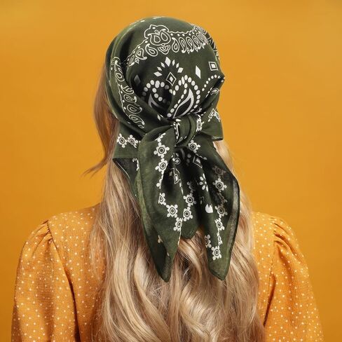 JATEBI 3Pcs Women Head Hair Scarf, 27.5" Large Square Bandana, Like Satin Silk Hair Wrap for Sleeping in Kuwait