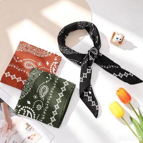 JATEBI 3Pcs Women Head Hair Scarf, 27.5" Large Square Bandana, Like Satin Silk Hair Wrap for Sleeping in Kuwait
