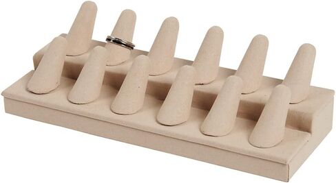SSWBasics 12-Finger Khaki Faux Suede Ring Display in Kuwait