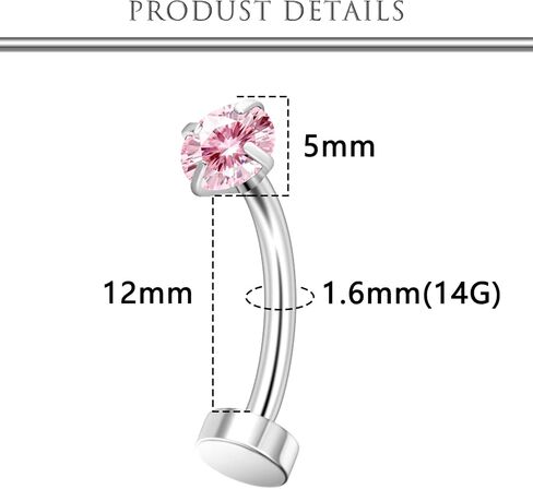 Hoeudjo 14G Surgical Steel Floating Belly Button Rings For Women Flat Back Navel Piercing Jewelry Internally Threaded CZ Belly Rings Set With Taper Tool Ball Grabber Bar Length 8mm 10mm 12mm 14mm in Kuwait