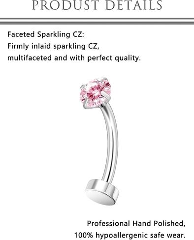 Hoeudjo 14G Surgical Steel Floating Belly Button Rings For Women Flat Back Navel Piercing Jewelry Internally Threaded CZ Belly Rings Set With Taper Tool Ball Grabber Bar Length 8mm 10mm 12mm 14mm in Kuwait