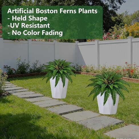 36In Artificial Boston Ferns Bush, Set of 2 Large Faux Ferns Plants, 39 Branches Fake Ferns Vines for Home Living Room Decor, Indoor and Outdoor in Saudi Arabia