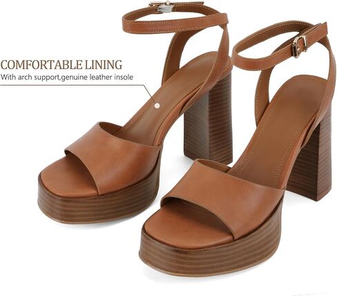 ANFEE Platform Heels for Women Open Toe Chunky Block Heel Ankle Strap Sandals in Kuwait