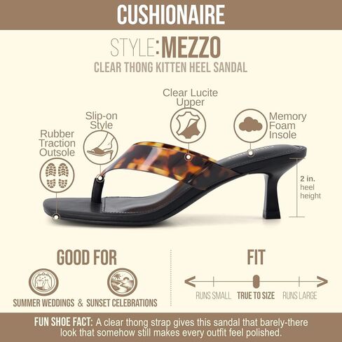 CUSHIONAIRE Mezzo ذو كعب شفاف بكعب صغير للنساء، كعب صندل قلاب بمقدمة مربعة مع راحة من الإسفنج الذكي in Kuwait