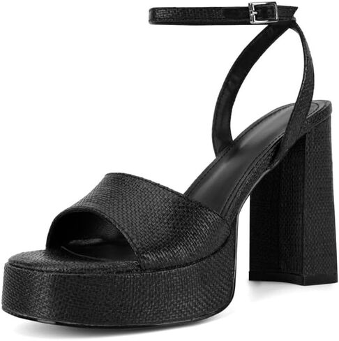 ANFEE Platform Heels for Women Chunky High Heels Open Toe Ankle Strap Sandals Dress Block Heeled Shoes for Wedding Party Vacation Beach in Saudi Arabia
