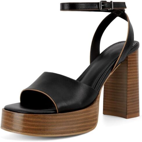 ANFEE Platform Heels for Women Open Toe Chunky Block Heel Ankle Strap Sandals in Kuwait