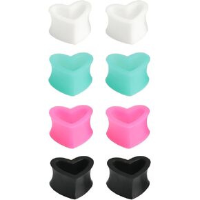 Silicone White/Black/Pink/Cyan Hollow Heart 4 Pairs Ear Tunnels Flexible Stretching Set Hypoallergenic Soft Gauges Expander Kit Body Piercing Jewelry Men Women Tuneles De Oreja Para Hombre in Saudi Arabia