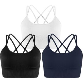 Memoryee Sports Bras Women Padded Cross Back Strappy Non Wired Push Up Medium Impact Crop Top for Running Yoga Dance in Saudi Arabia