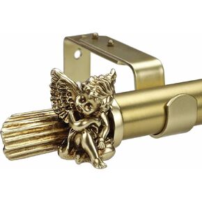 1-1/8 Inch Diameter Brushed Gold Curtain Rods with Cherub Finial, 36-72'' Telescoping Single Curtain Rods for window width 24-68 inch, 1 pack in Saudi Arabia