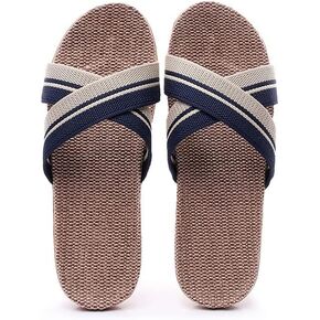 Men's Linen Straw Mat Slippers Woven Flax Grass Bamboo House Slides Breathable Non-Slip Summer Indoor Outdoor Sandals Comfort in Saudi Arabia