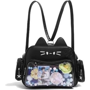 Cat Ita Bag, Pin Display Backpack Bag with Insert Crossbody Single Shoulder PU Leather Bags for Pin Badge Button Merchandise Fandom Goods Doll Display in Saudi Arabia